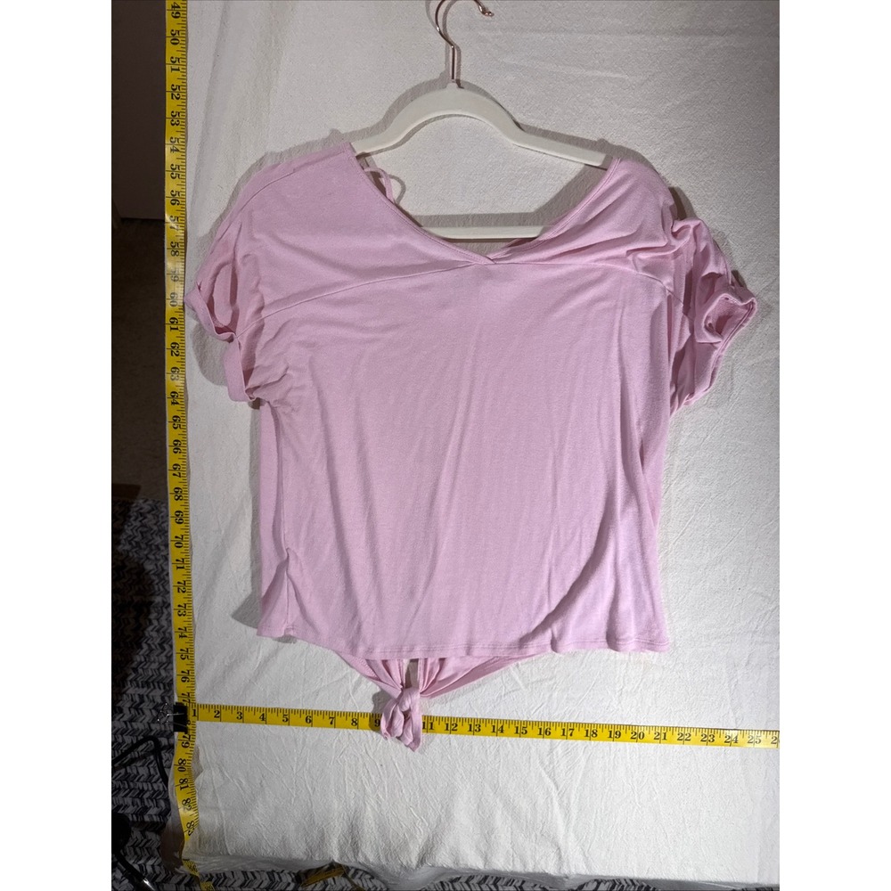 Pink Rose Vintage Top Womens Medium Pink Good Condition Tie Front Strappy Neck - Picture 5 of 6